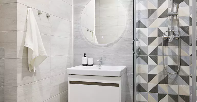 Modern Small Bathroom Walk-In Shower Remodel in Cornelia
